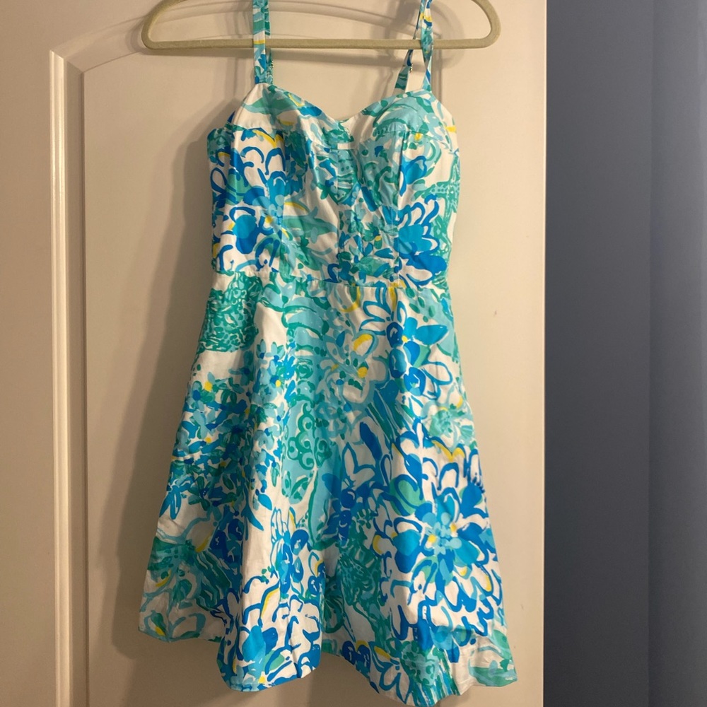 Lilly Pulitzer blue minidress with a built in bra.